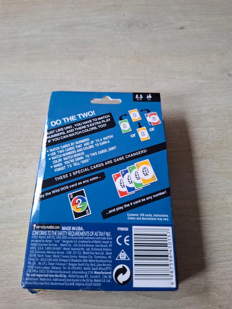 DOS kaartspel - Het vervolg op UNO, Hobby en Vrije tijd, Gezelschapsspellen | Kaartspellen, Mattel, Service.mattel.com, Nieuw