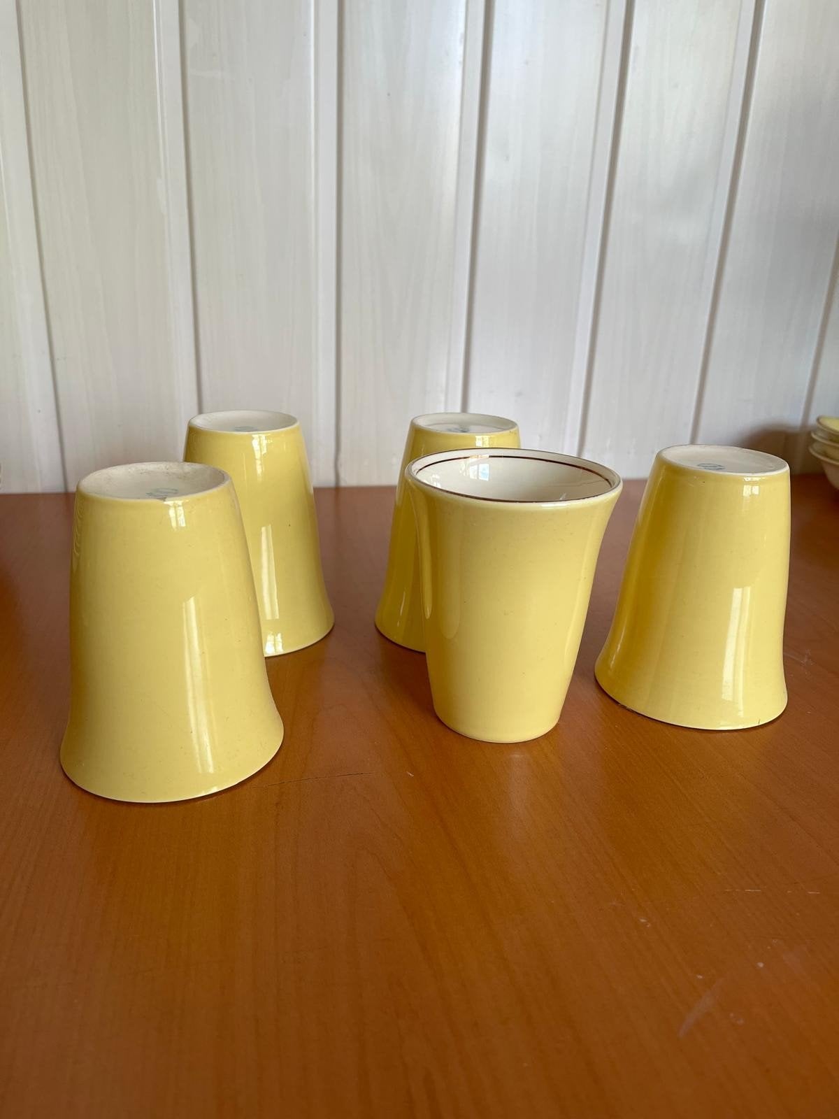 Vintage Mosa Servies - Geel met Gouden Rand, Ophalen, Gebruikt, Overige merken, Vintage