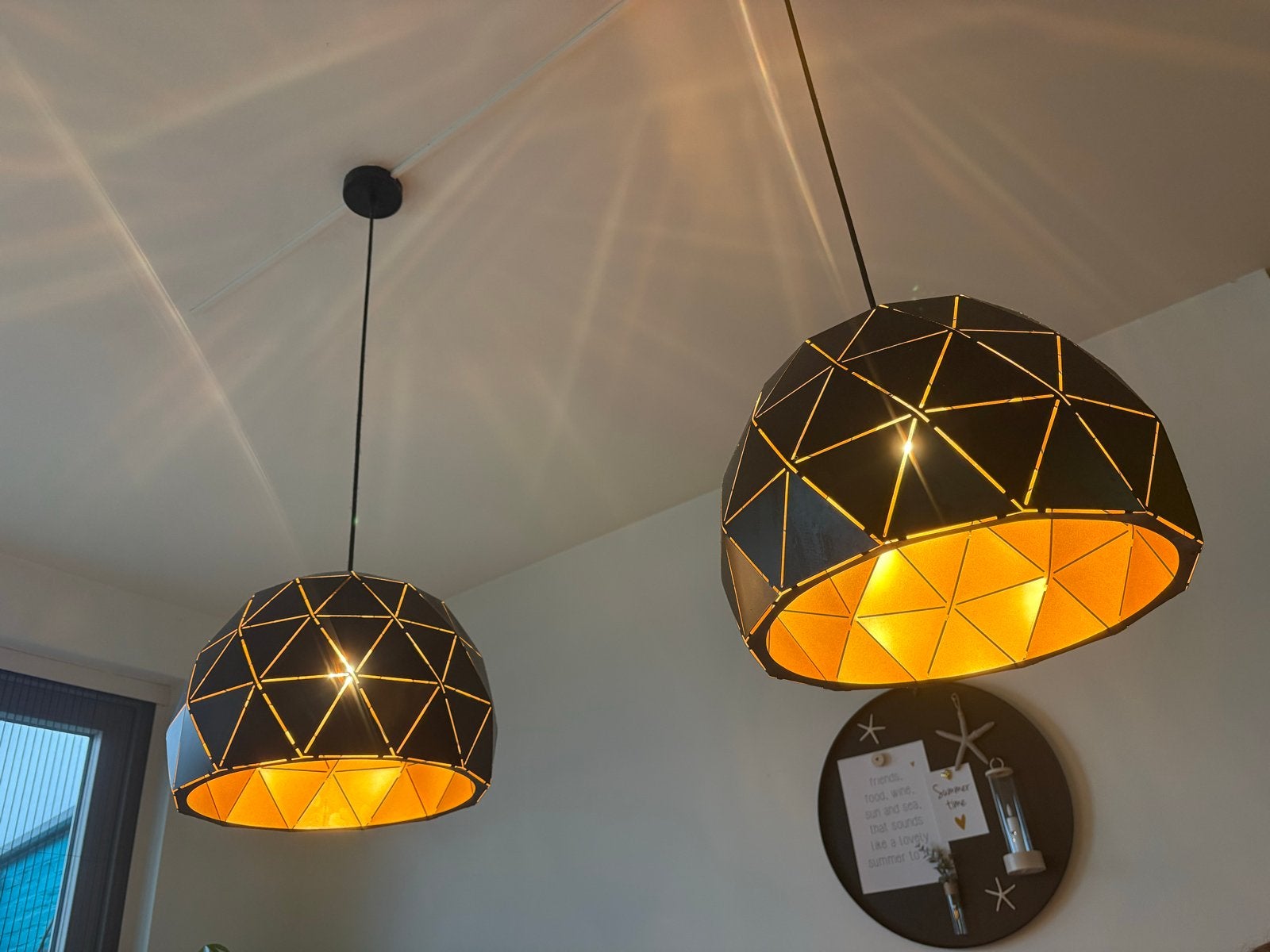Moderne hanglampen met geometrisch design, 40 cm diameter, Ophalen, Zo goed als nieuw, Metaal