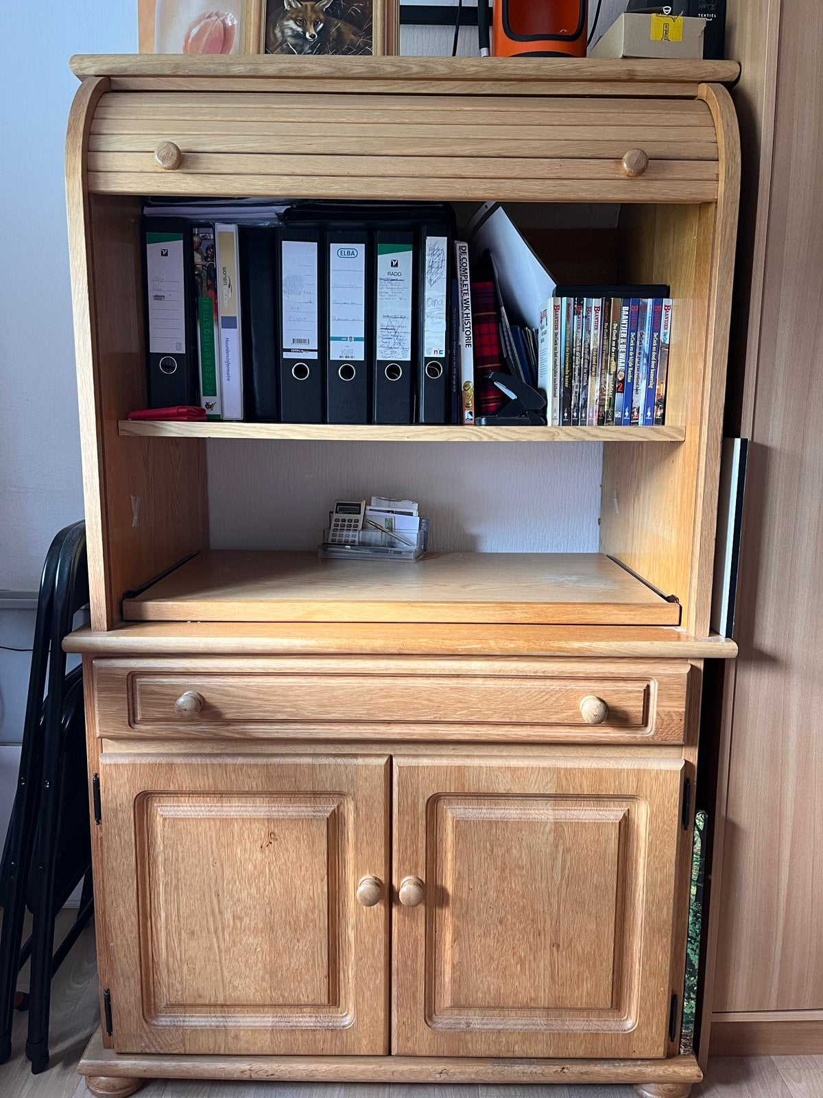 Secretaire met rolluik en uitschuifbaar blad, Huis en Inrichting, Ophalen, Gebruikt