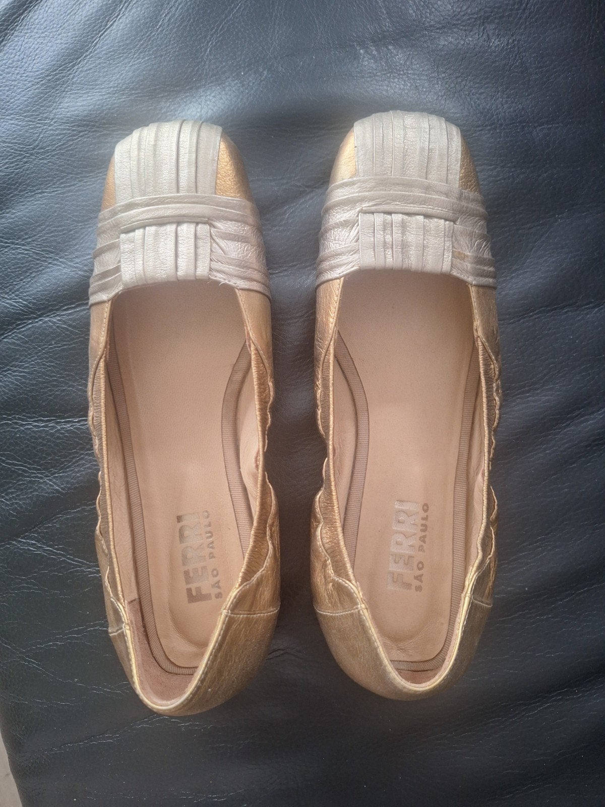 Ferri ballerina's damesschoenen Goud/Brons Maat 39.5, Kleding | Dames, Schoenen, Ophalen of Verzenden, Zo goed als nieuw, Overige kleuren