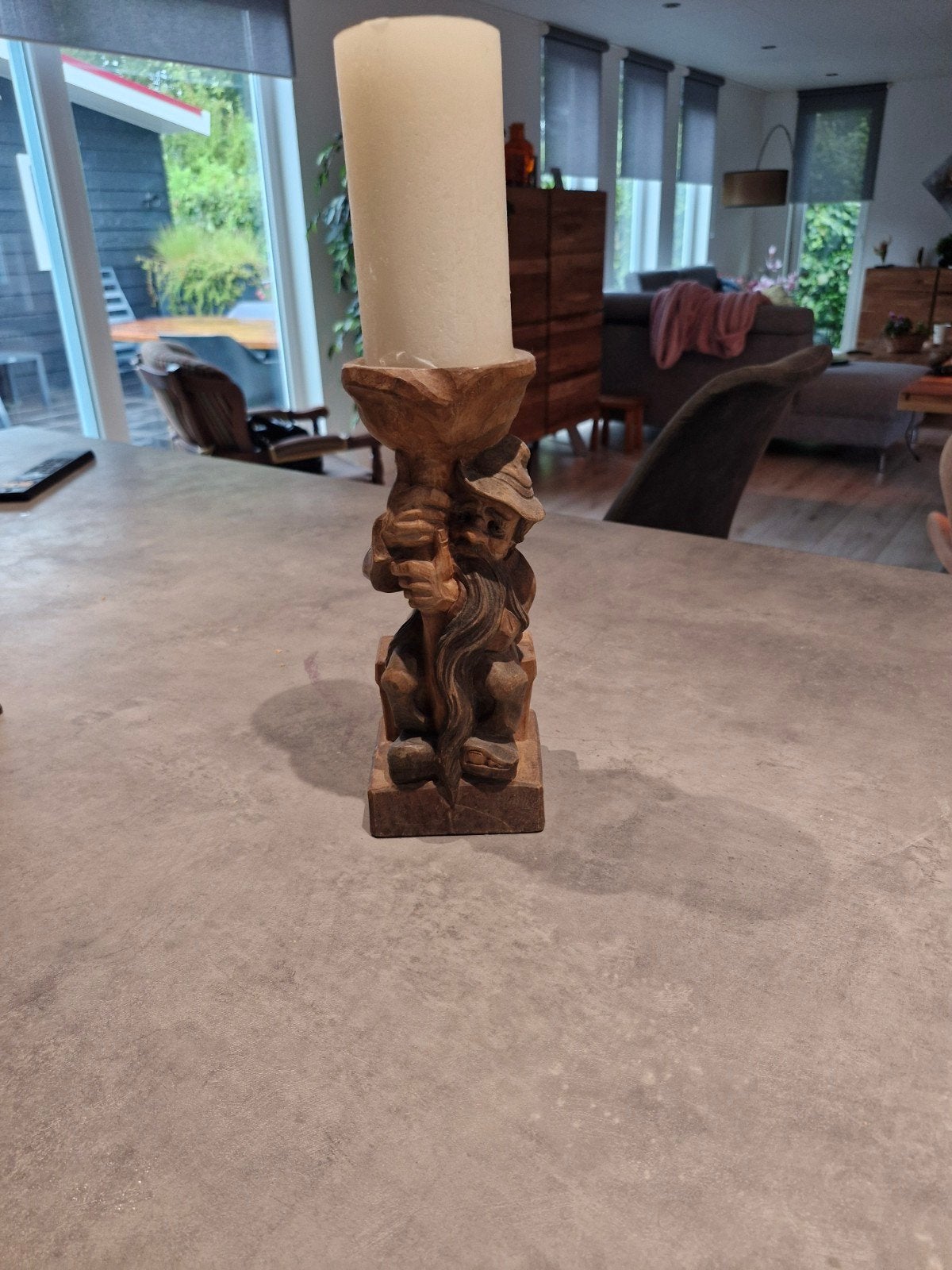 Houten kabouter kandelaar, Ophalen of Verzenden, Overige materialen