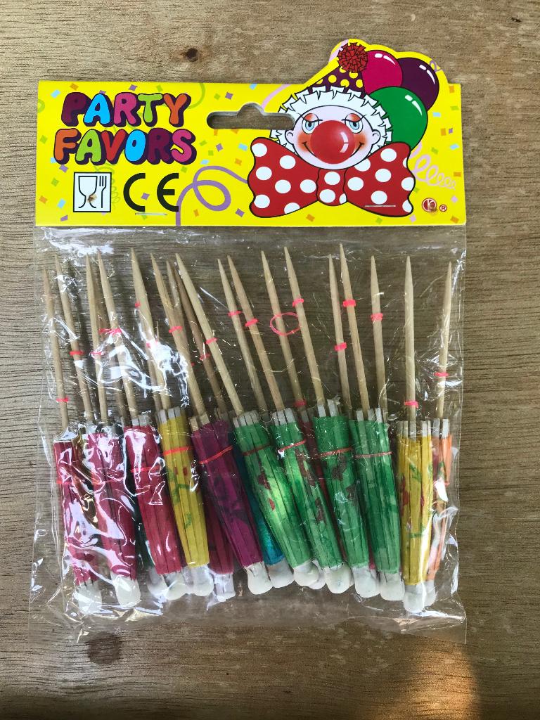 Cocktailprikker Parasol voor op een ijsje zomer NIEUW, Ophalen of Verzenden, Nieuw, Versiering, Overige