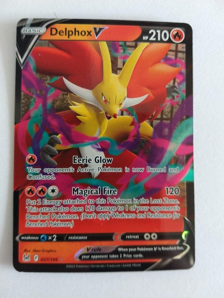 Delphox V 027/196 (Lost Origin), Ophalen of Verzenden, Zo goed als nieuw, Losse kaart