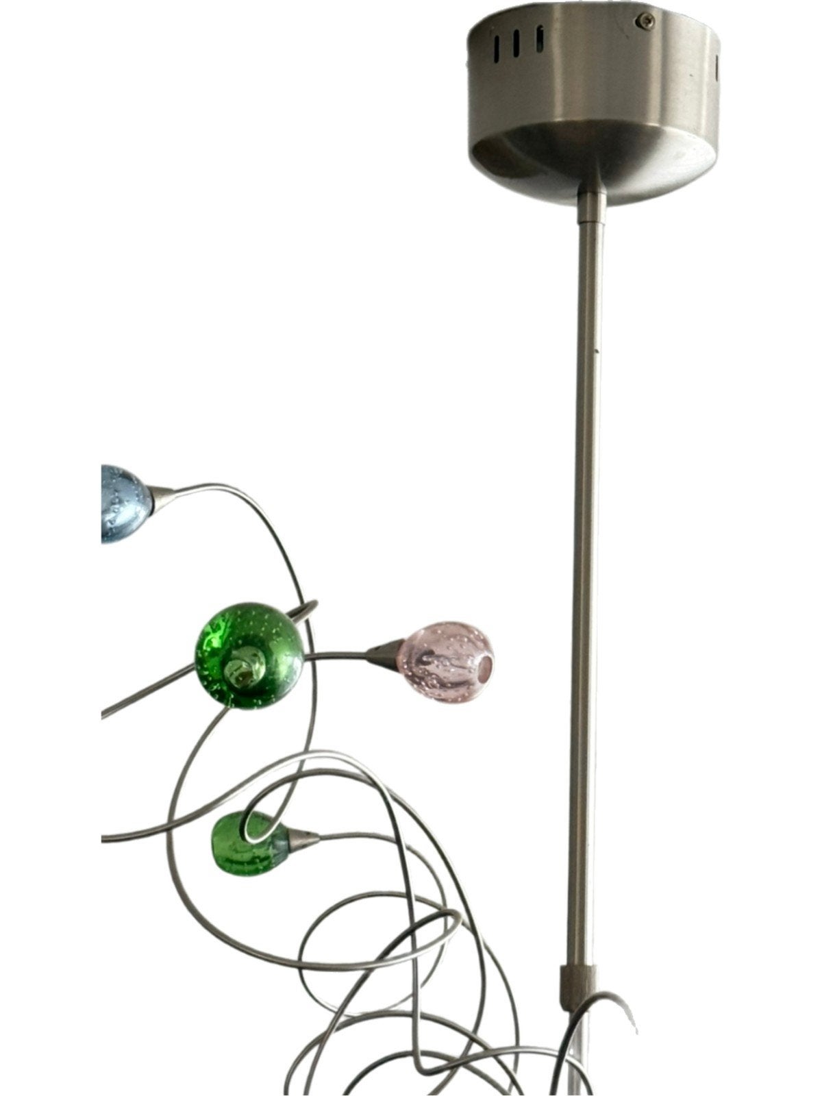 Harco Loor stijl hanglamp met gekleurde glazen bollen, Gebruikt, Overige fittingen, Ophalen of Verzenden, Glas