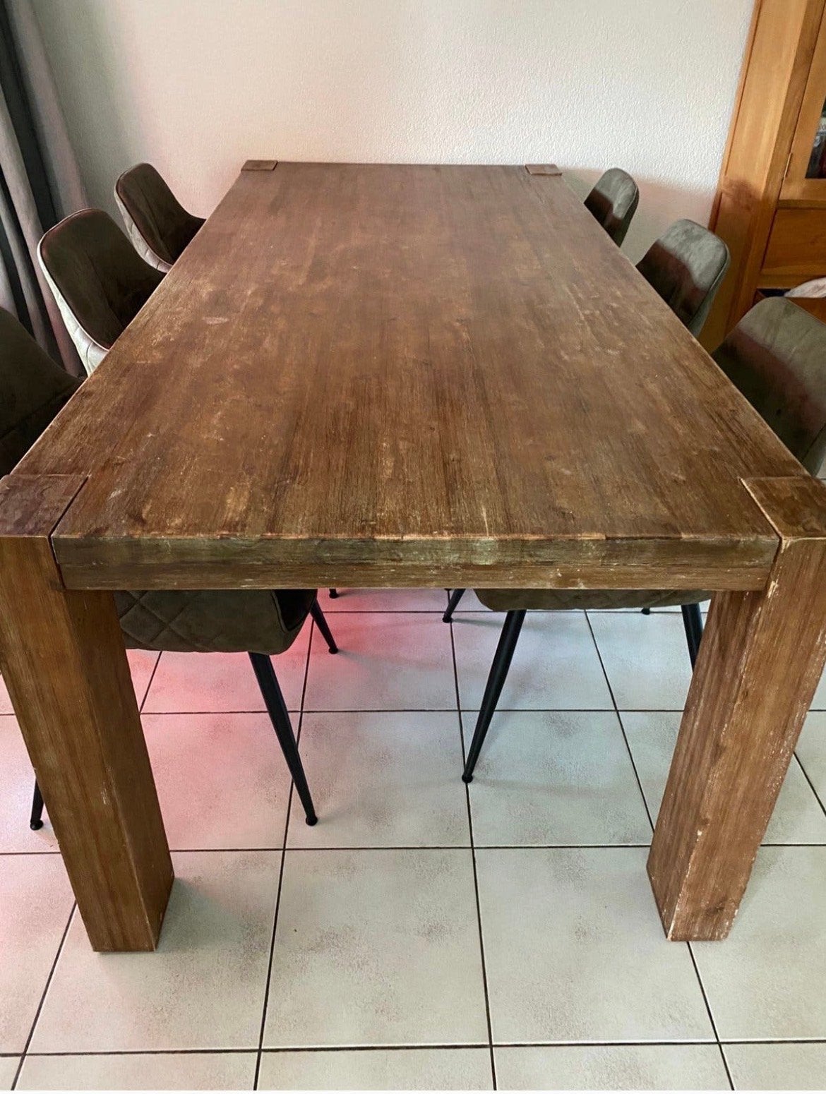 Bruine eettafel, Ophalen, Gebruikt, 50 tot 100 cm, Vijf personen of meer