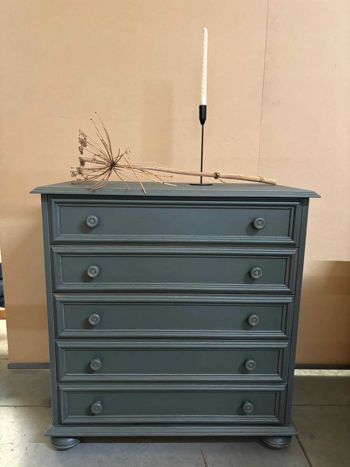 Vintage brocante ladekast, Huis en Inrichting, Kasten | Ladekasten, Ophalen, Studio Larilo, 5 laden of meer, Eikenhout
