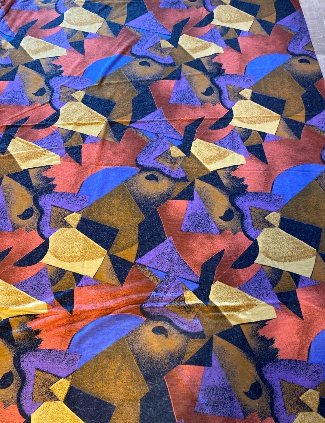 Vintage lap stof met Geometrisch Patroon - 150x150 cm, Verzenden, Zo goed als nieuw, 30 tot 200 cm, 120 cm of meer