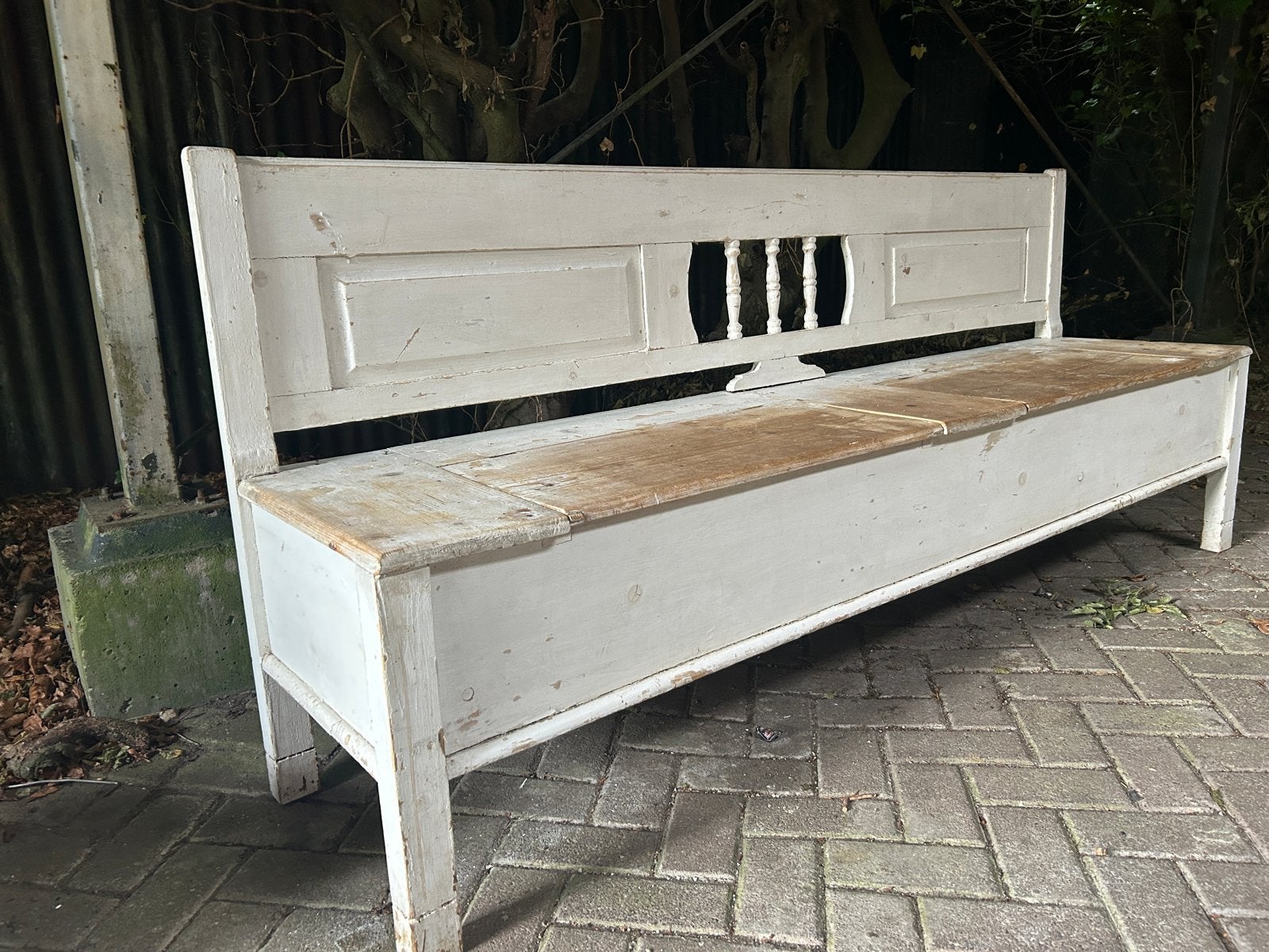 Houten klepbank met opbergruimte, Ophalen, Gebruikt, Minder dan 75 cm, Rechte bank