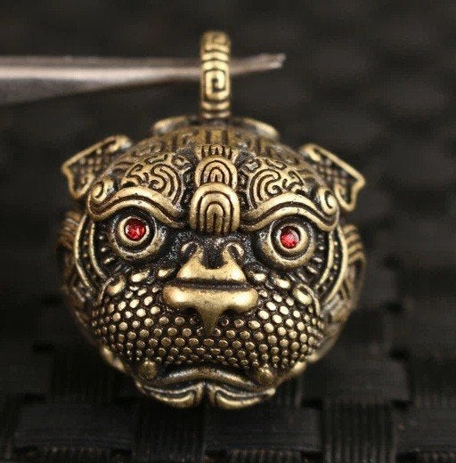 Messing Hanger Boeddhistische Tempelleeuw (Foo Dog) Bel, Ophalen of Verzenden, Nieuw, Sieraad, Boeddhisme