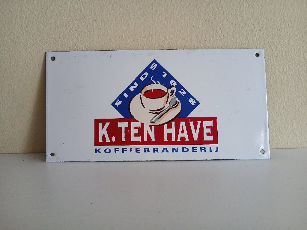 Emaille Bord – K. Ten Have – Koffiebranderij, Verzamelen, Ophalen of Verzenden, Gebruikt, Reclamebord