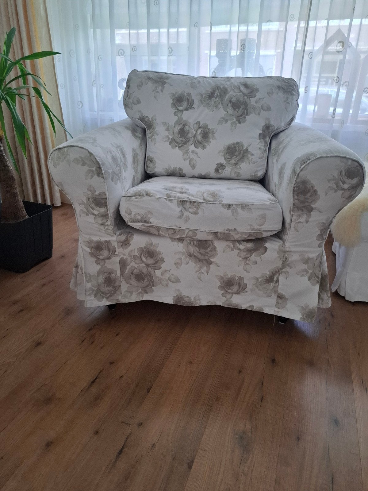 Ikea Ektorp fauteuil met wasbare hoes en verhoogde pootjes, Ophalen, Gebruikt, 75 tot 100 cm, 75 tot 100 cm