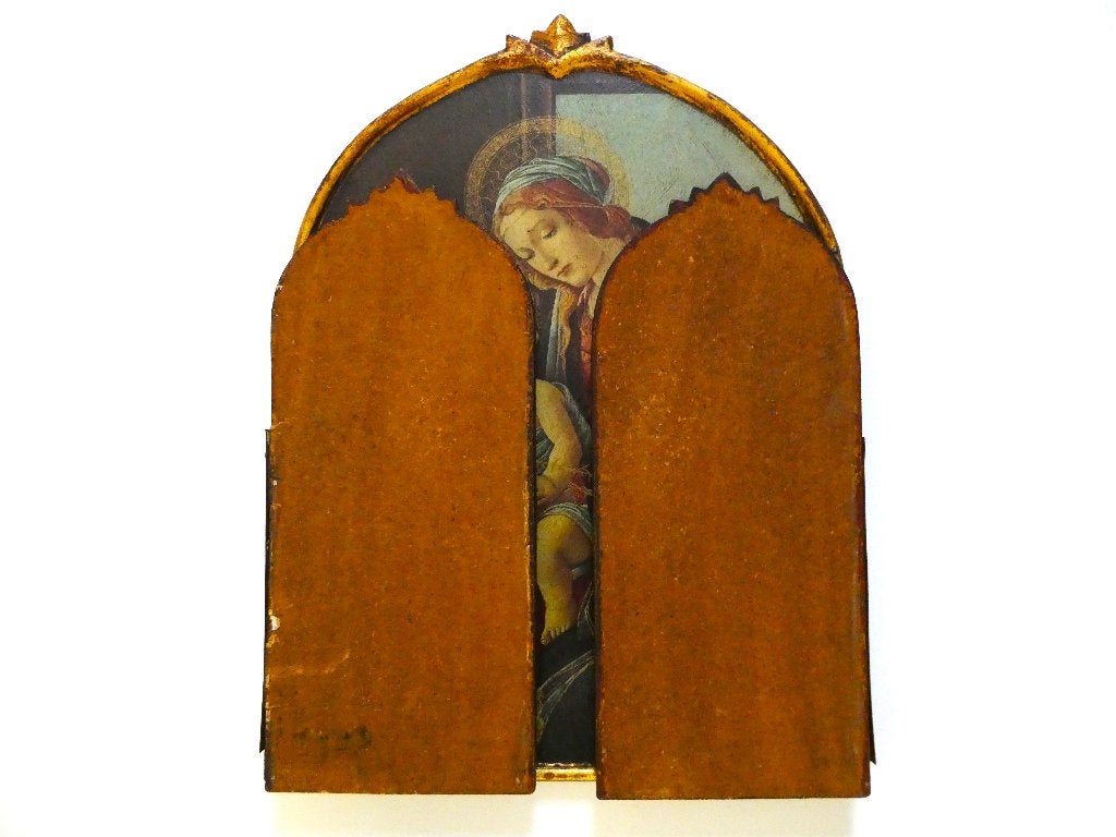 Drieluik Icoon Madonna met Boek 2 Aartsengelen Botticelli, Antiek en Kunst, Ophalen of Verzenden