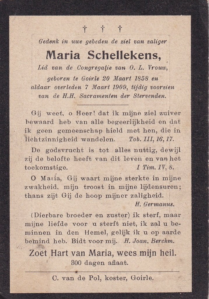 Schellekens Maria 1858 Goirle 1909, Ophalen of Verzenden