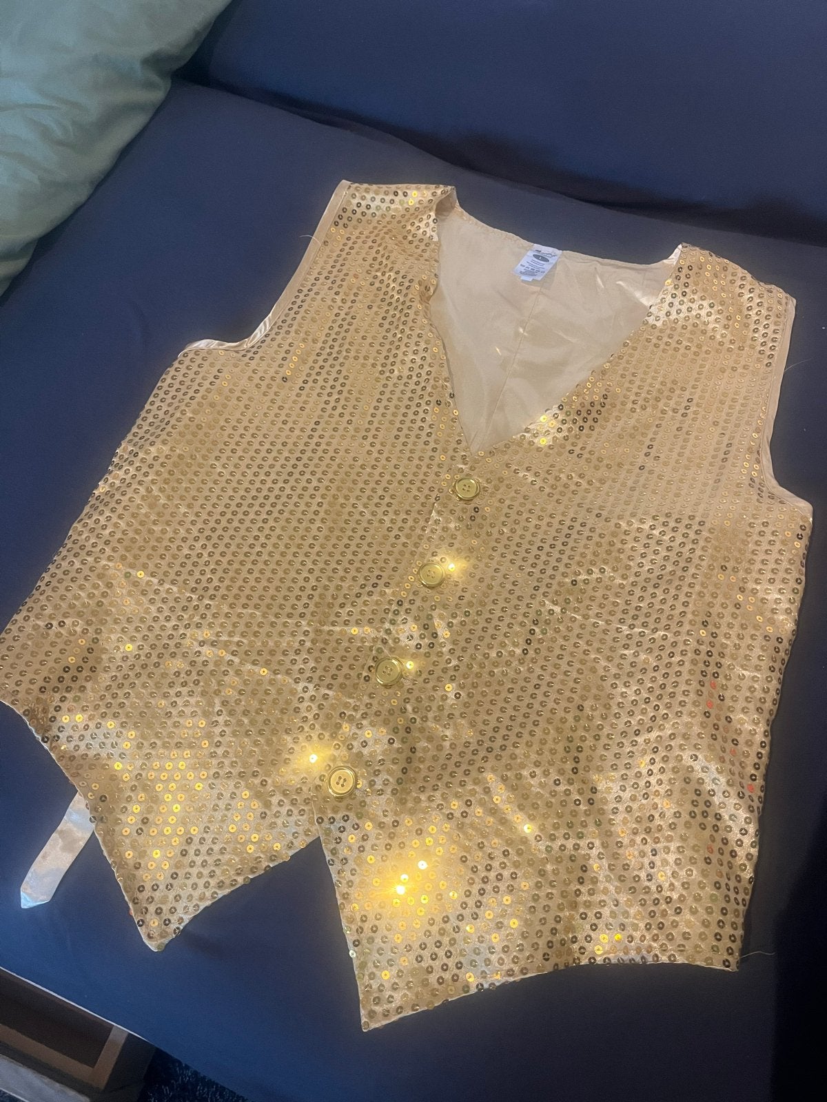 Gouden Pailletten Gilet - Perfect voor Feestjes!, Carnaval, Maat 42/44 (L), Ophalen of Verzenden, Zo goed als nieuw