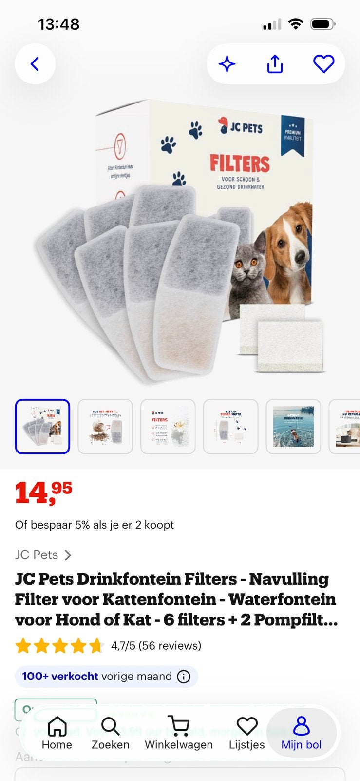 Nieuw 3 JC Pets Drinkfontein filters navulling waterfontein, Ophalen of Verzenden, Nieuw