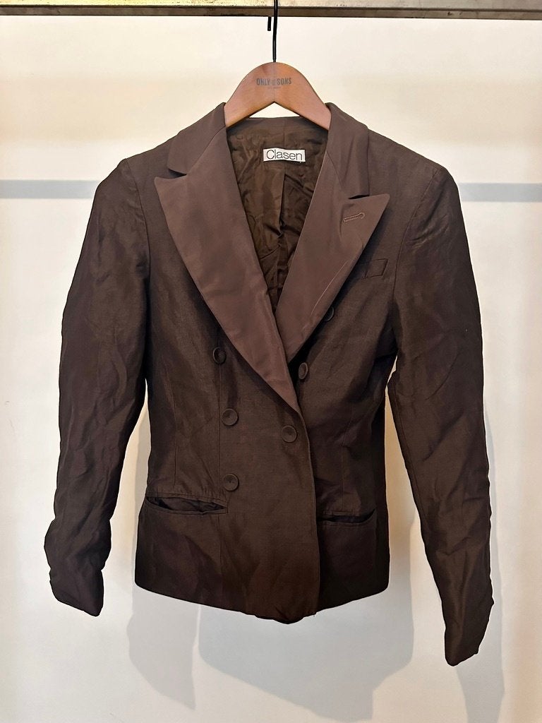 Clasen linnen zijde blazer bruin maat 34, Bruin, Verzenden, Clasen, Zo goed als nieuw
