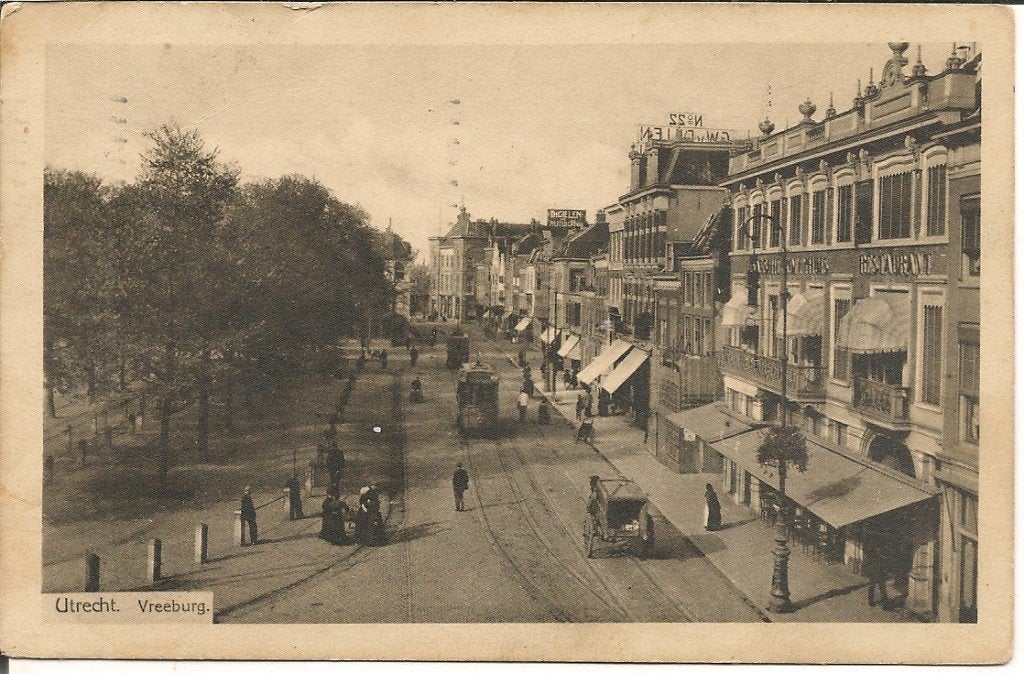 Antieke briefkaart Utrecht Vreeburg 1914, Ophalen of Verzenden, Voor 1920, Gelopen, Utrecht
