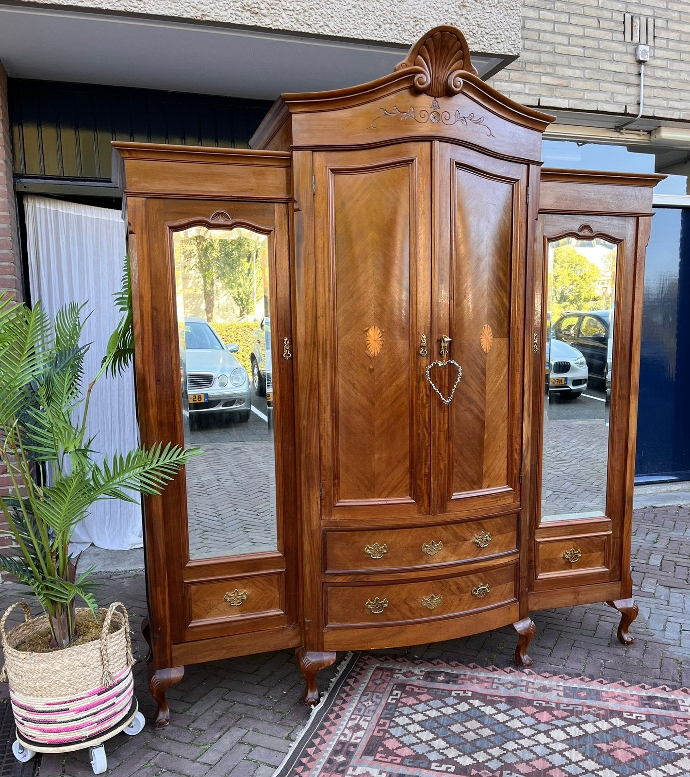 Antieke breakfront kledingkast, Ophalen of Verzenden, Gebruikt, 50 tot 75 cm, 150 tot 200 cm