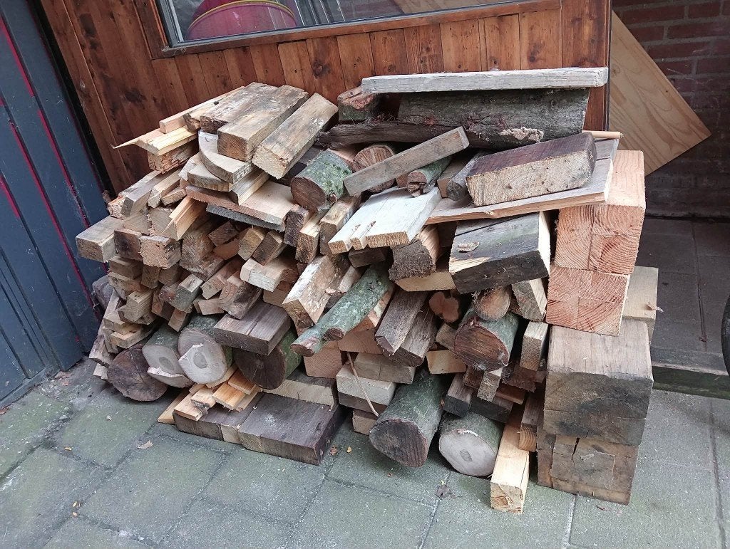 open haard hout, Minder dan 3 m³, Ophalen, Eikenhout, Stammen