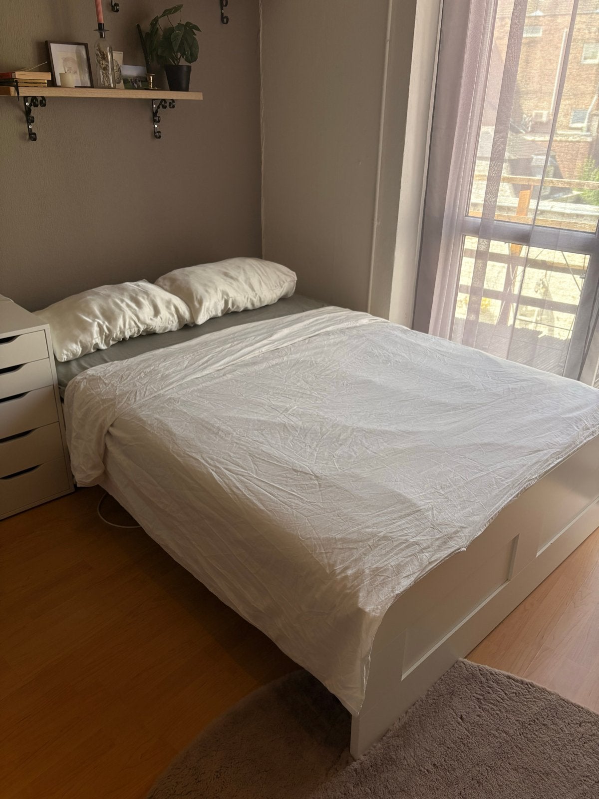 IKEA MALM bed 140x200 incl. lattenbodem & Hövag matras, Ophalen, Gebruikt, Wit, 140 cm