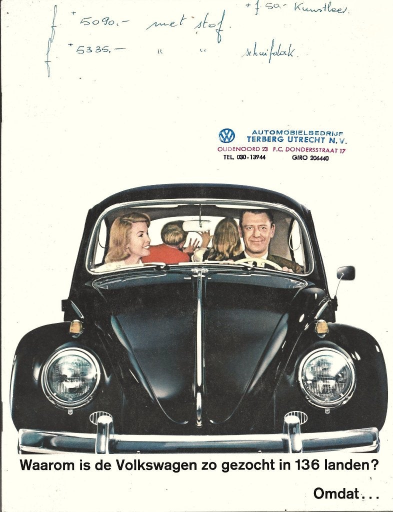 Volkswagen Kever VW landen brochure 1962 (vw25), Verzenden, Gelezen, Volkswagen