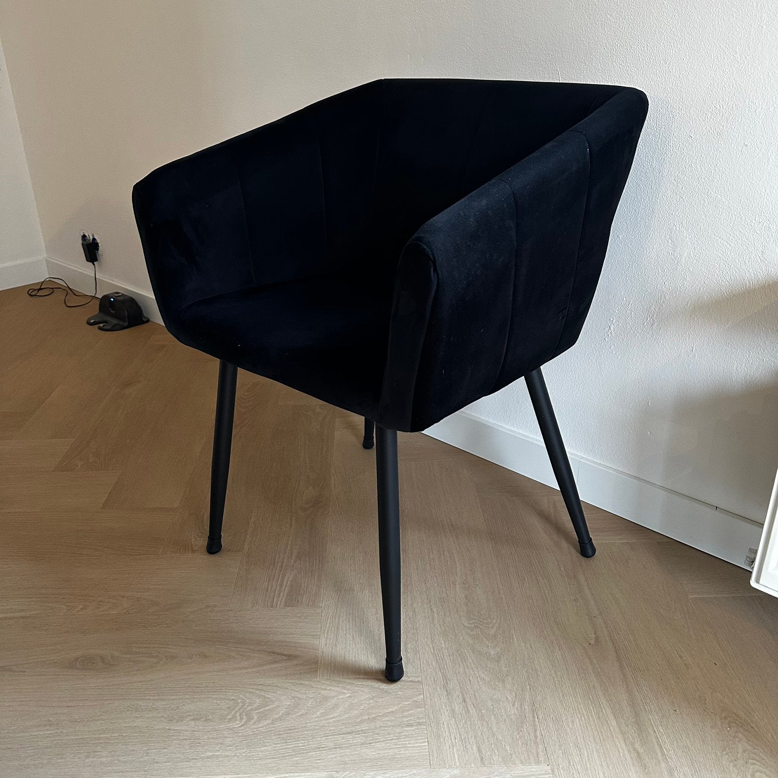 6 eetkamerstoelen velvet zwart, Ophalen, Gebruikt, Zwart, Vijf, Zes of meer stoelen