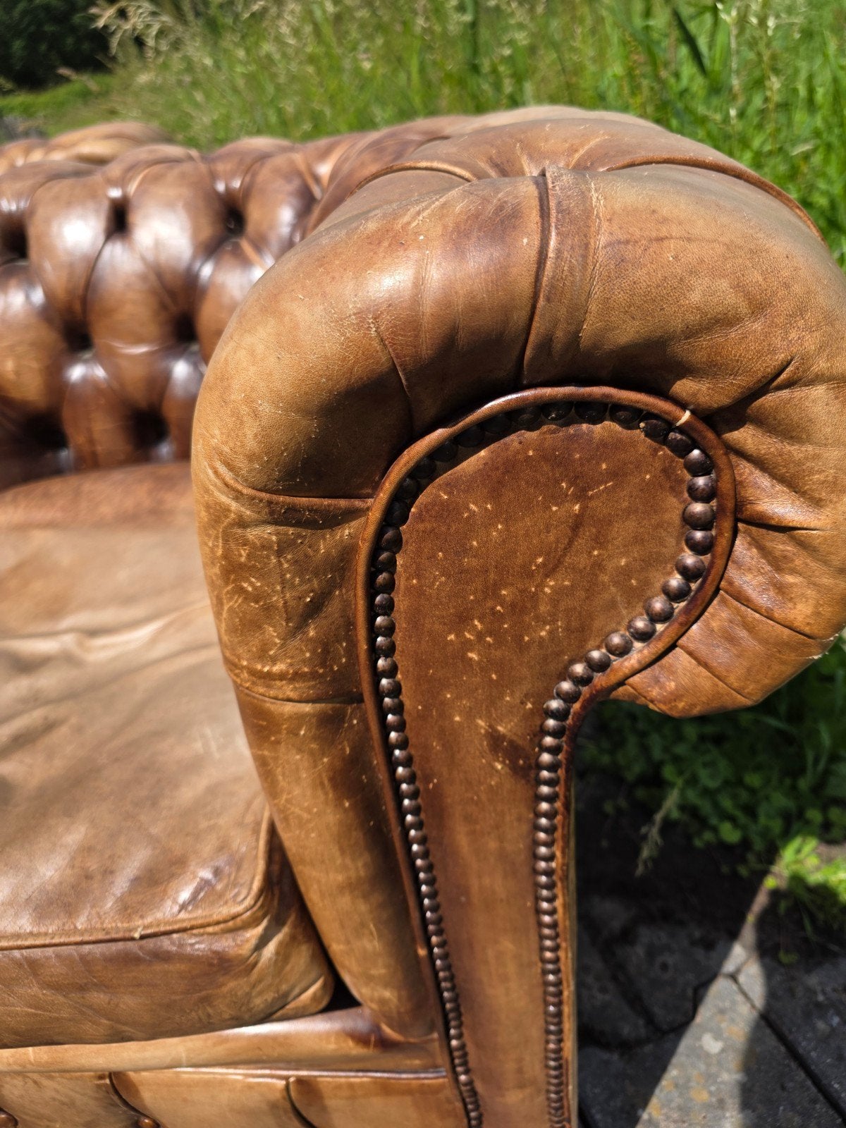 Chesterfield leren bankstel - 2 fauteuils en 1 tweezitter, Ophalen of Verzenden