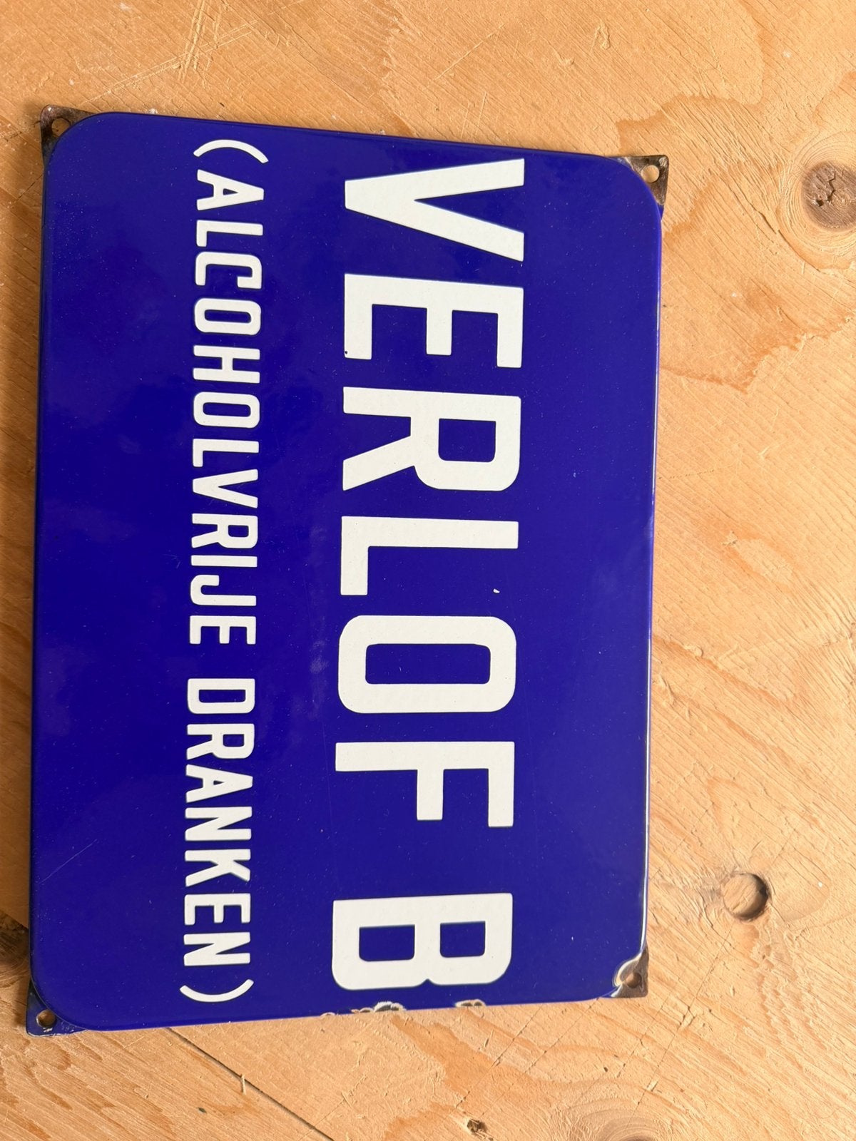 Emaille verlof B, Ophalen of Verzenden, Gebruikt, Reclamebord