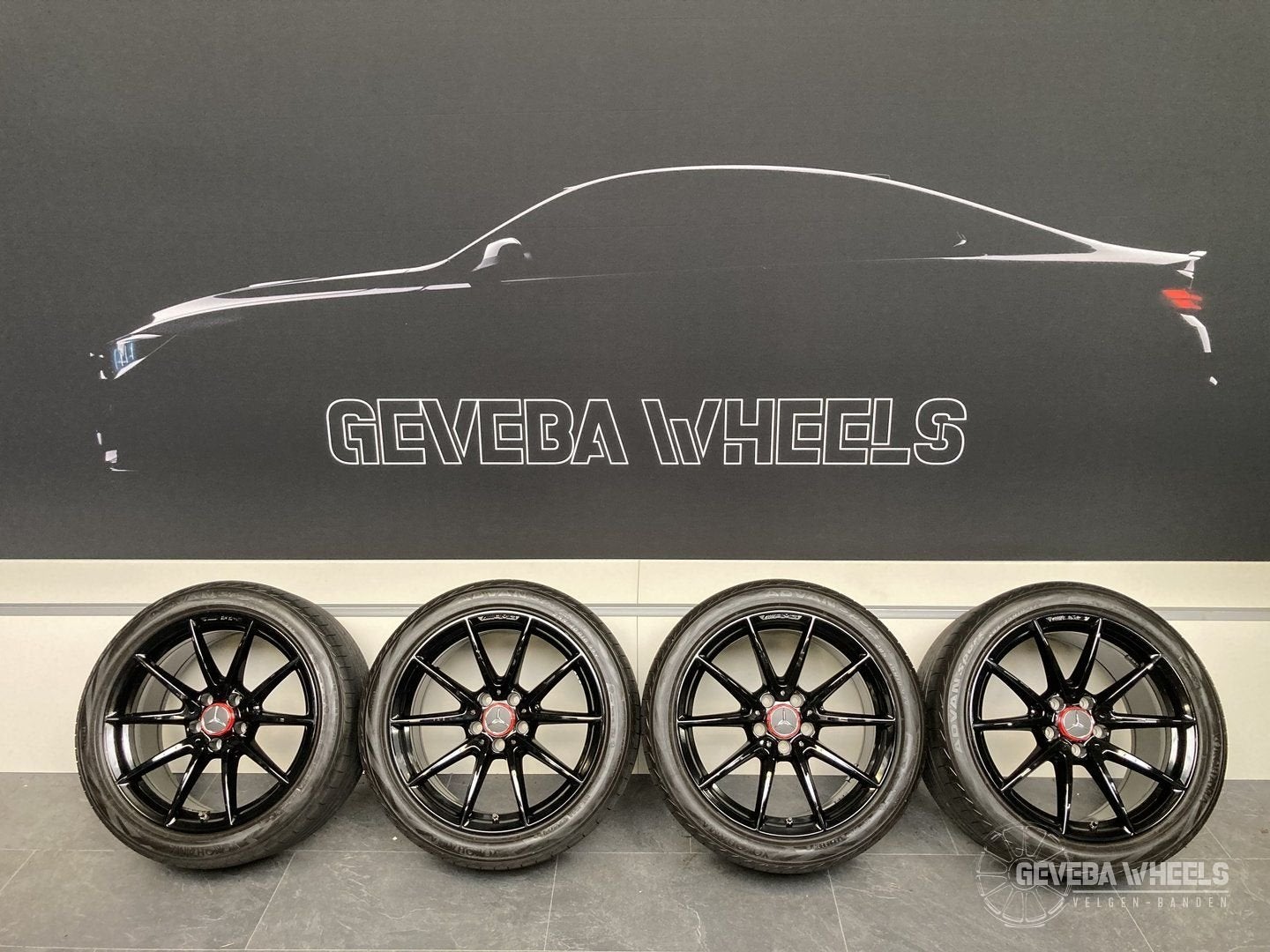 18” originele Mercedes W205 C63 velgen + banden 5x112 A20540, Auto-onderdelen, 18 inch, Gebruikt, 255 mm, -
