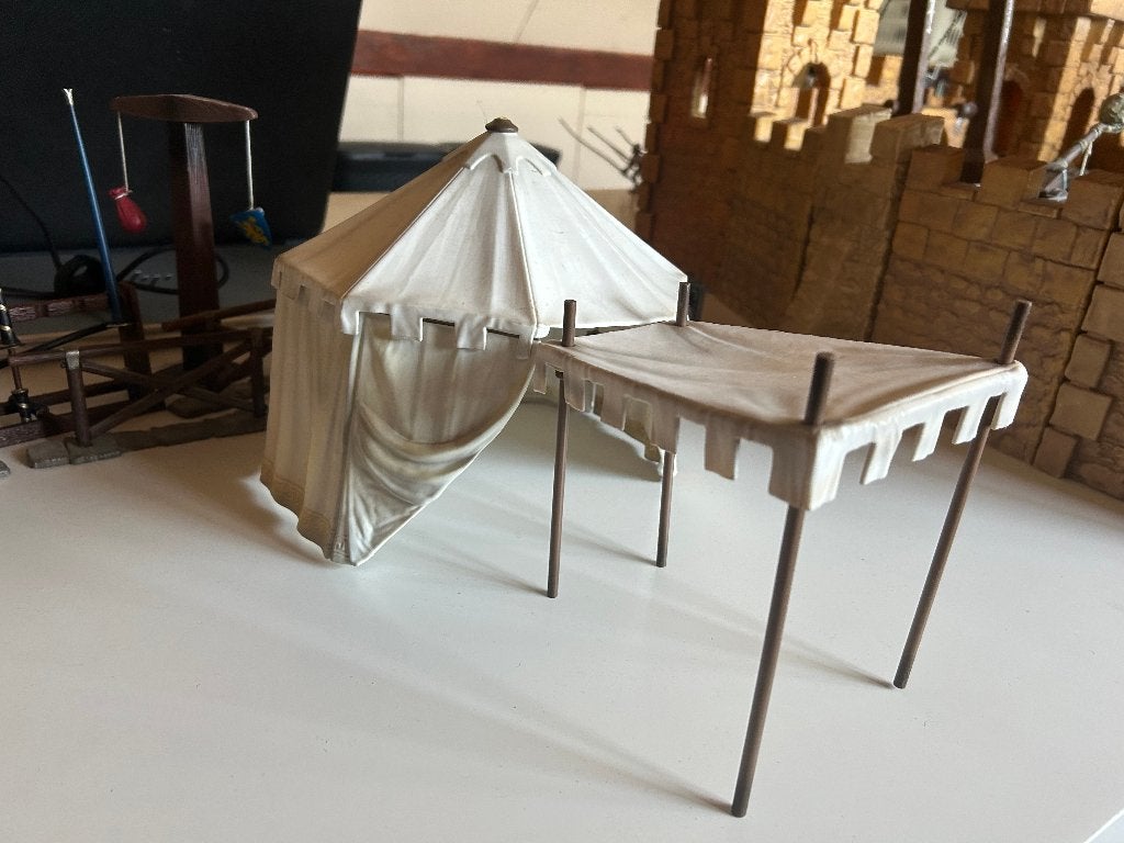 Schleich konings- of riddertent met luifel in kleur beige, Ophalen of Verzenden, Gebruikt