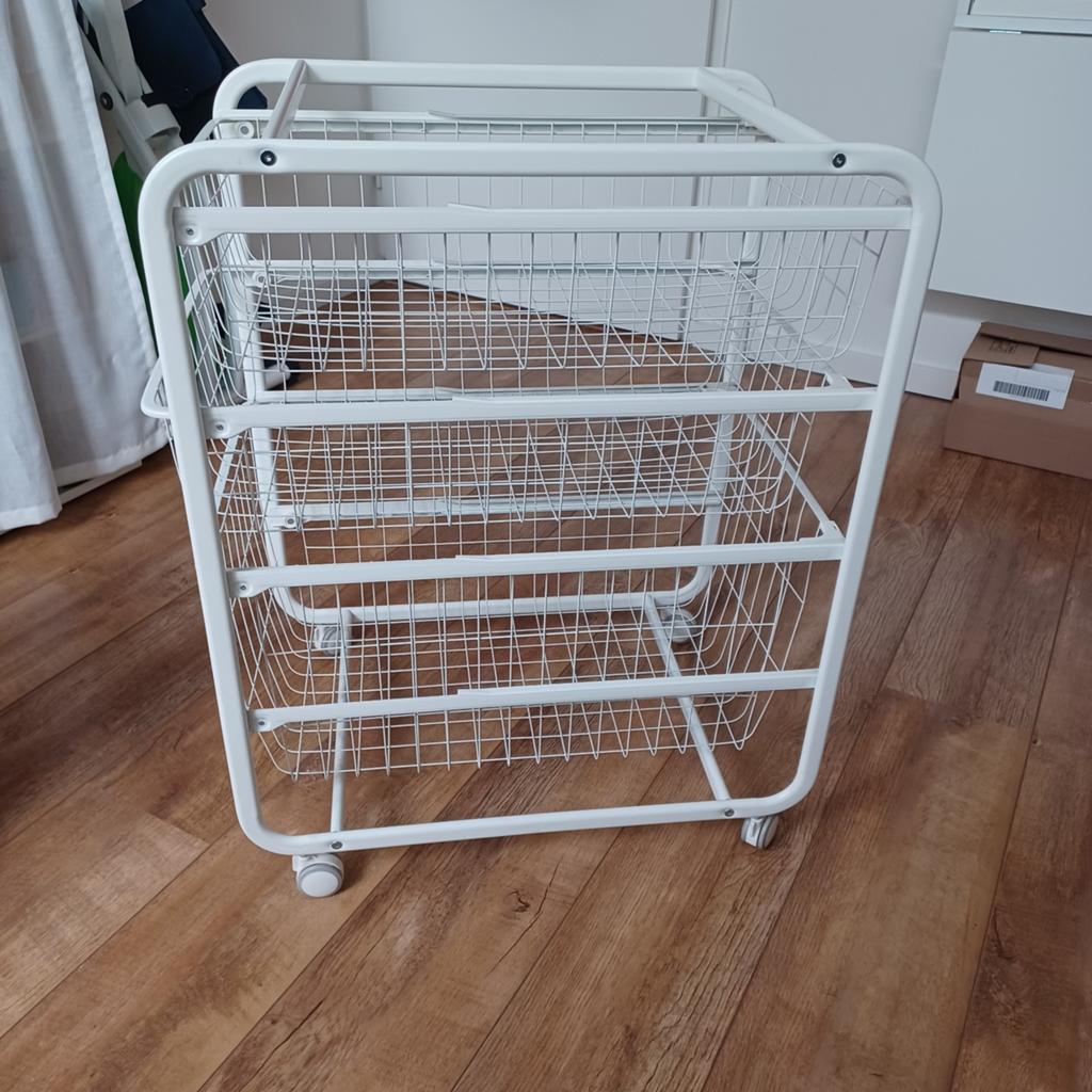 Witte trolley 3 uitschuifbare lades wieltjes, Huis en Inrichting, Kasten | Overige, Ophalen