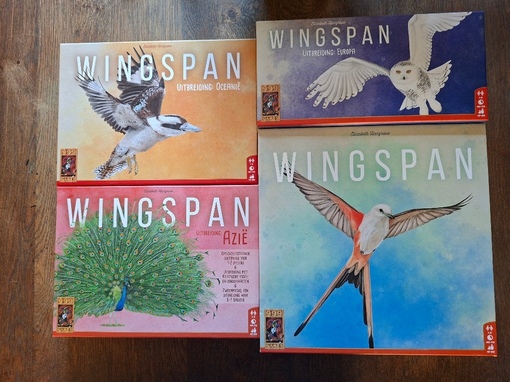 Wingspan + 3 uitbreidingen, Hobby en Vrije tijd, Gezelschapsspellen | Bordspellen, Vijf spelers of meer, Ophalen, Zo goed als nieuw