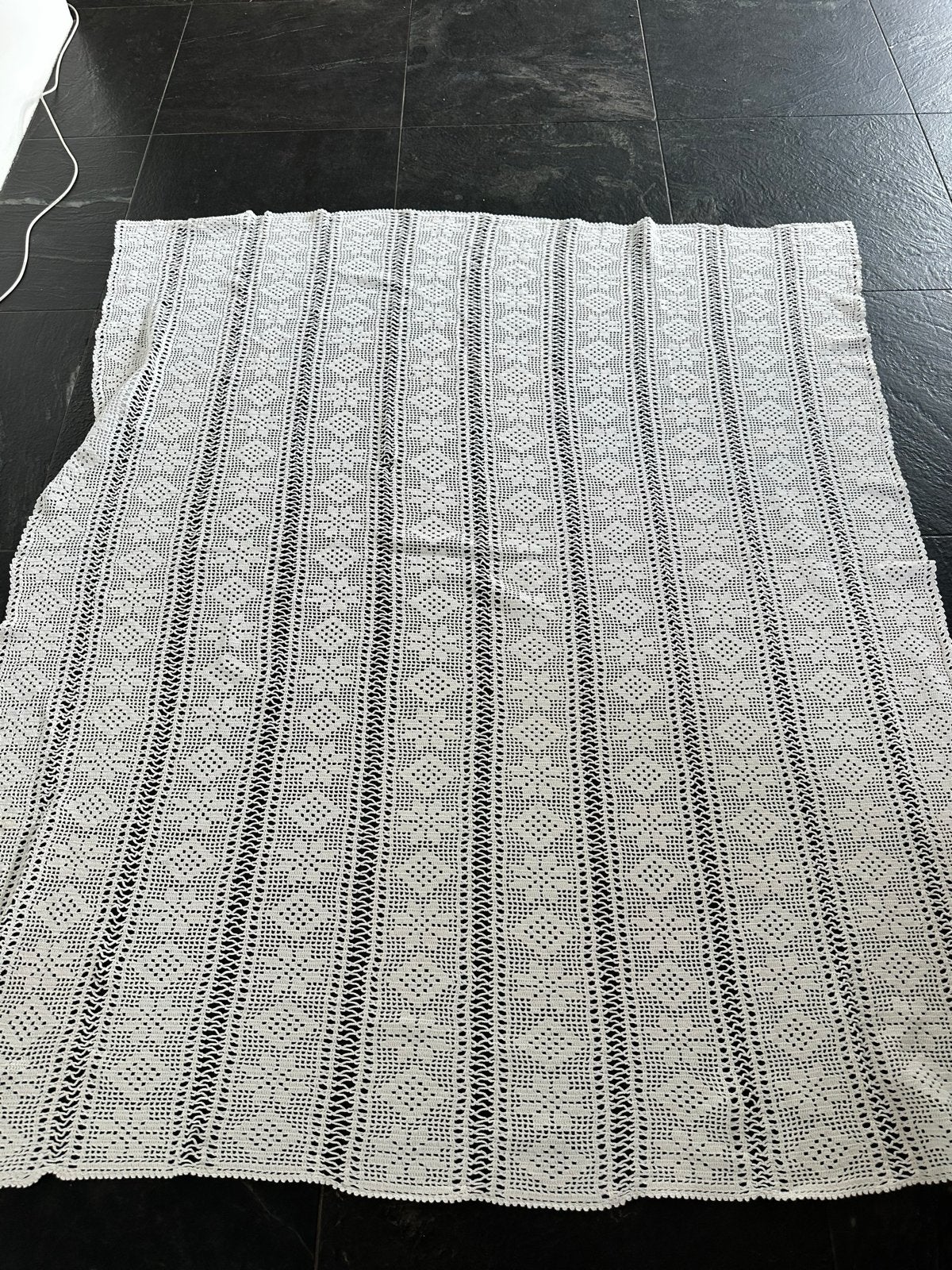 Vintage gehaakte sprei/deken, wit, handgemaakt, Antiek en Kunst, Ophalen of Verzenden
