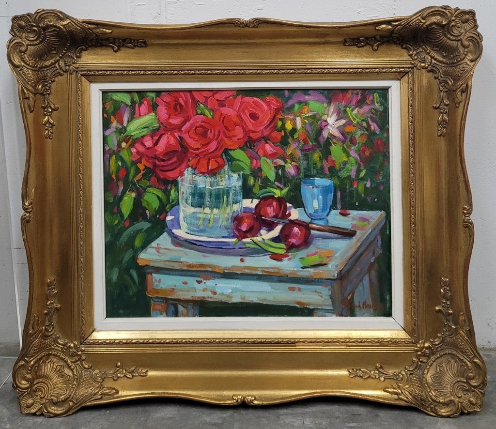 Robert HUBEN, bloei en oogst, Bloemen, Doek, Ophalen of Verzenden, Olieverf