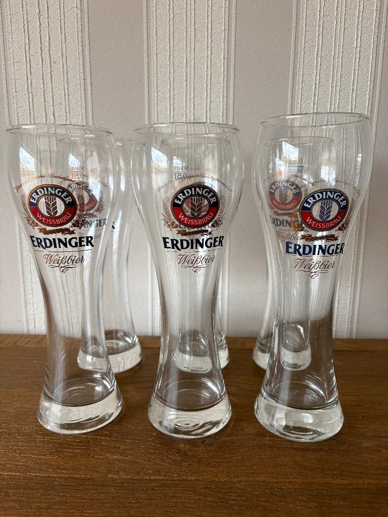 Set van 6 Originele Erdinger Witbierglazen (0,5 liter), Verzamelen, Ophalen of Verzenden, Nieuw, Glas of Glazen, Overige merken