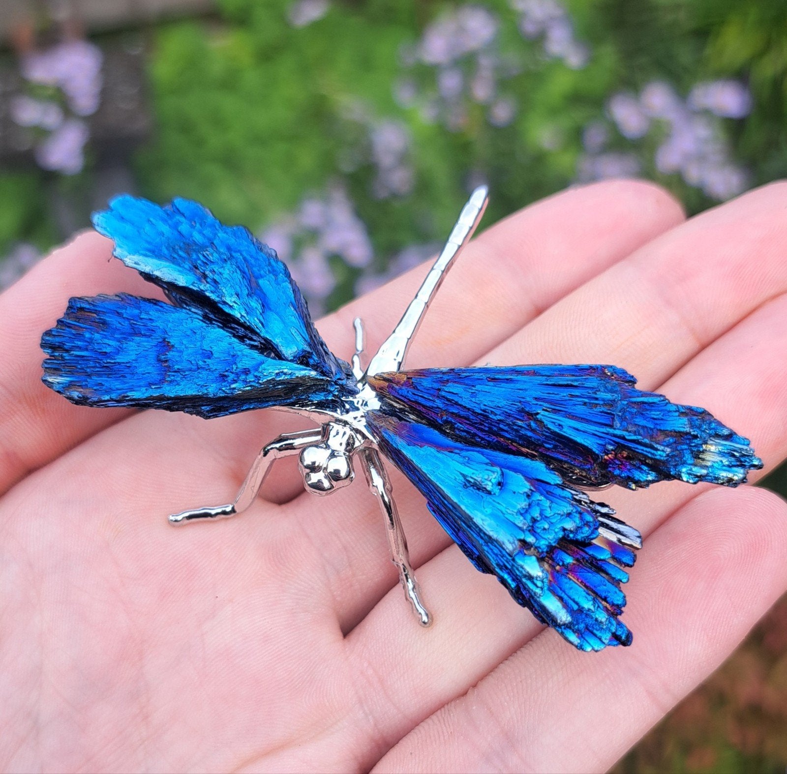 Blauwe Kyaniet edelsteen libelle mineraal verzameling stenen, Ophalen of Verzenden