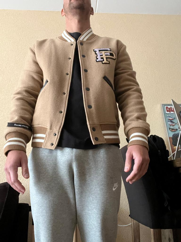 Filling Pieces Varsity Jacket - Gevoerd - Maat M, Ophalen of Verzenden, Zo goed als nieuw, Maat 48/50 (M), Beige