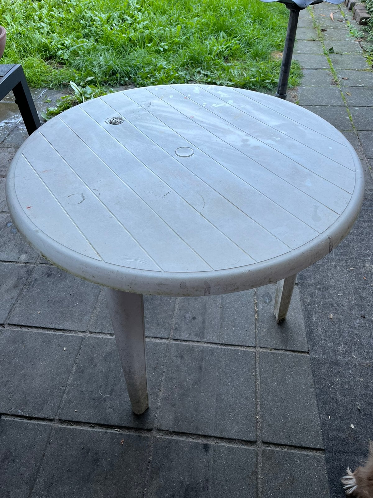 Tuintafel 80 cm, Ophalen, Gebruikt, Rond, Kunststof