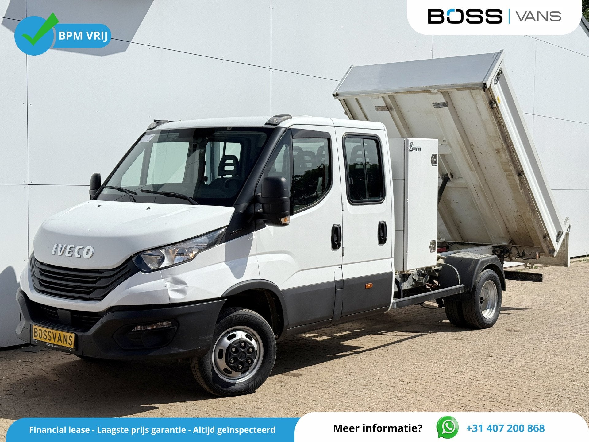 Iveco Daily 35C16 3.0 Dubbele Cabine Kipper Dubbellucht 3,5t, Auto's, Gebruikt, Zwart, 4 cilinders, Iveco