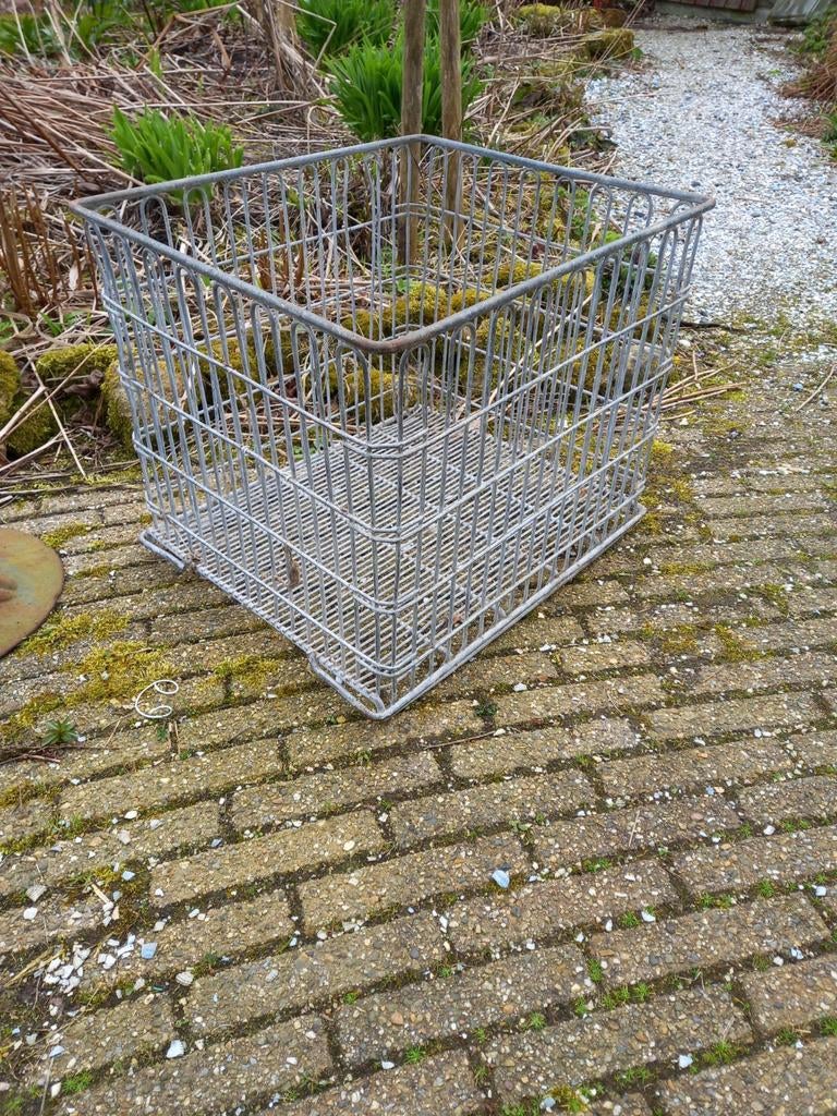 Grote vintage vierkante zinken mand, Ophalen of Verzenden, Huis en Inrichting