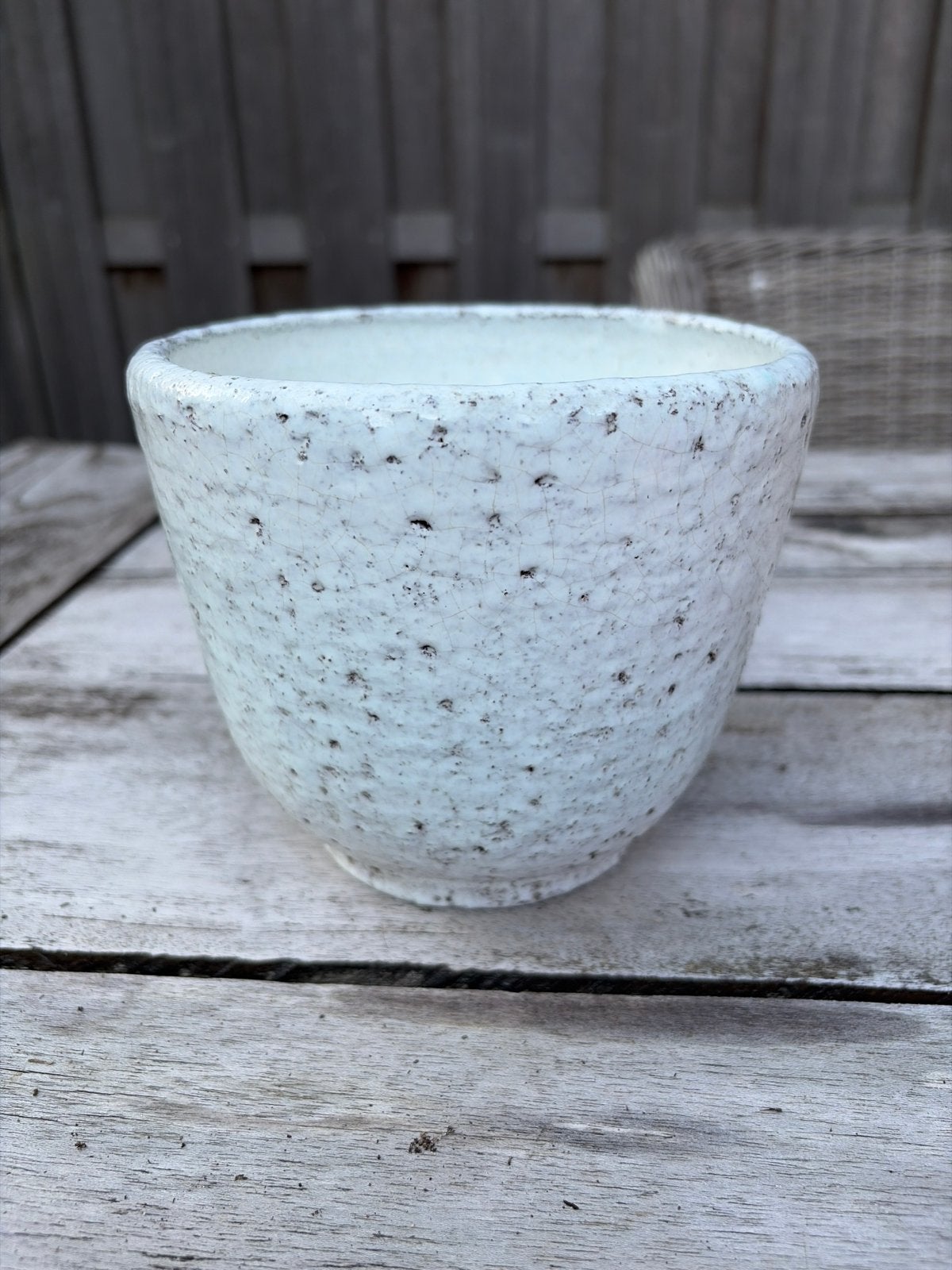 Bloempot wit, diameter 15 cm, hoogte 12,5 cm, Ophalen, Gebruikt, Rond, Binnen