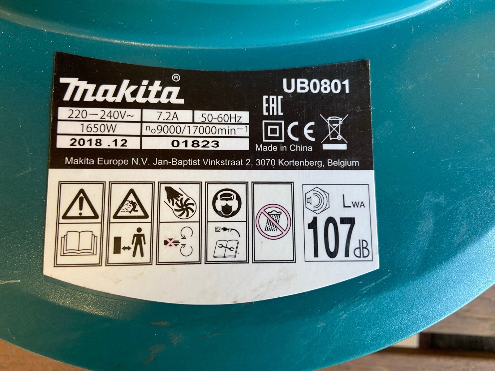 Makita UB0801 Bladblazer - Elektrisch, 1650W, Ophalen of Verzenden, Gebruikt, Elektrisch, Handgedragen