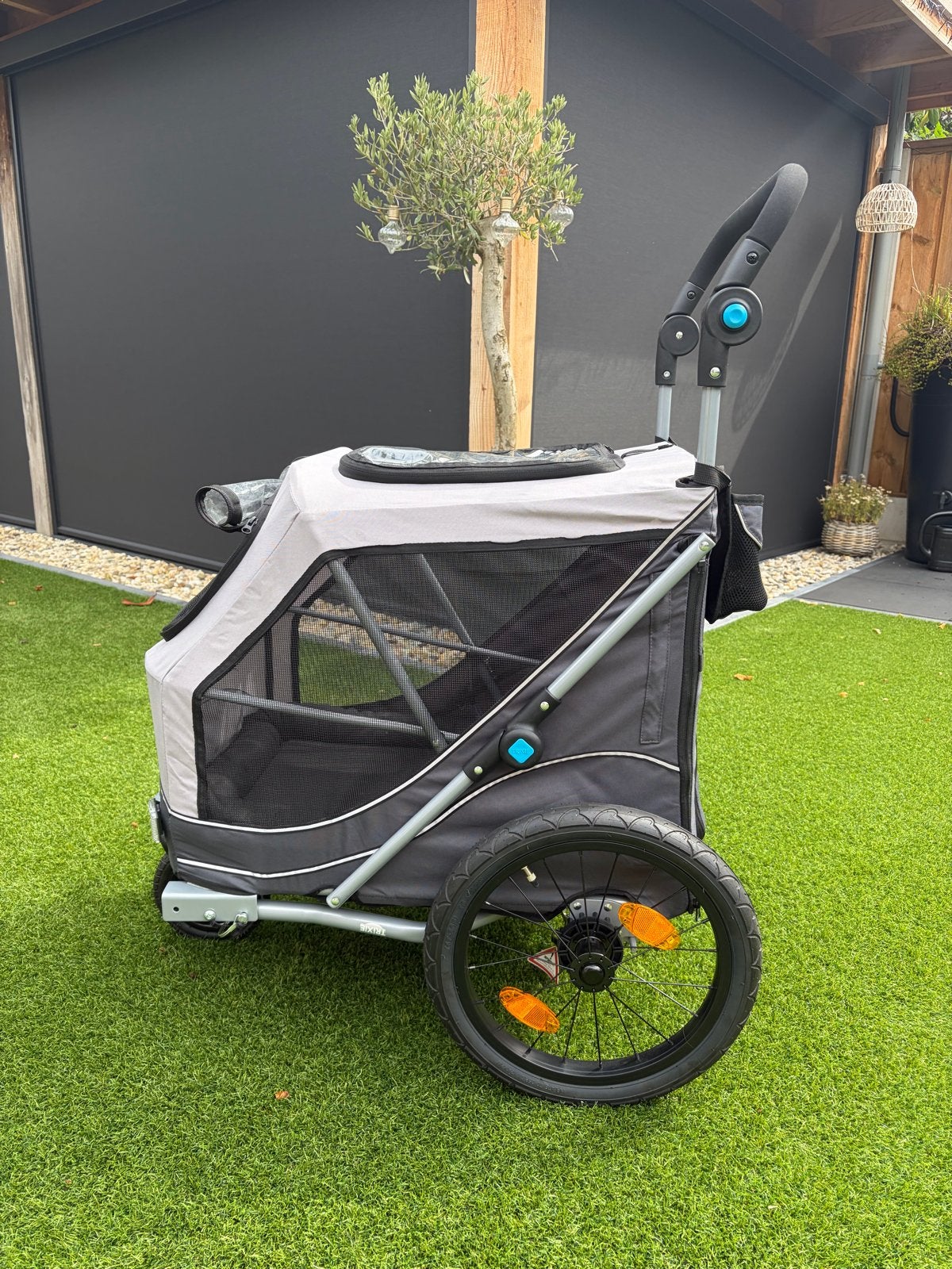 Trixie Opvouwbare Hondenfietskar - Buggy Grijs (M), Ophalen, Opvouwbaar, 20 tot 40 kg, Zo goed als nieuw