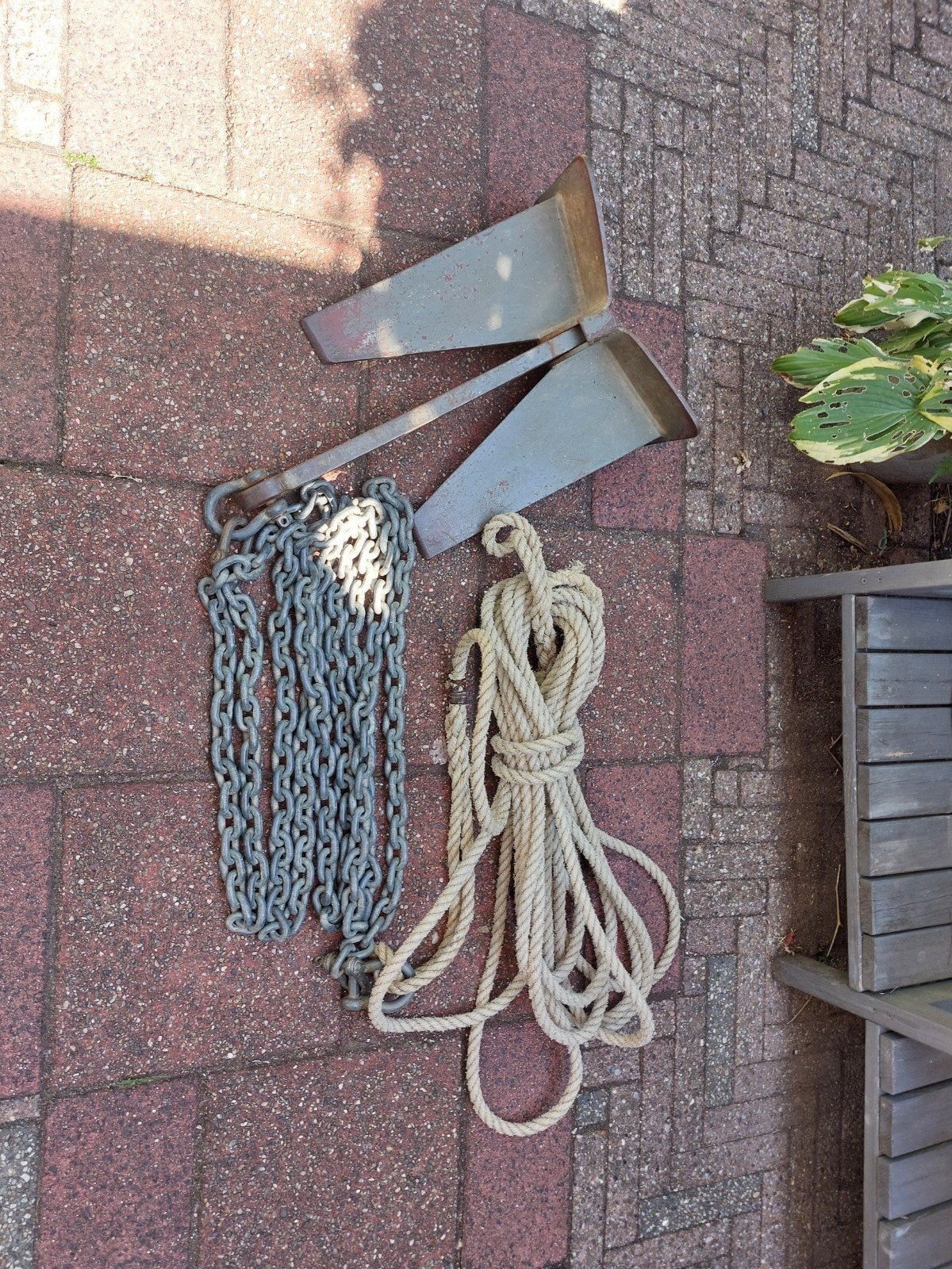 Plaatanker / Britany anker 10kg met ketting en touw, Ophalen of Verzenden, Gebruikt, Overige typen