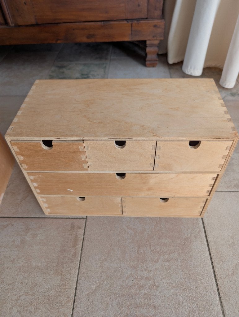 2 Houten ladekastje met 6 laden Ikea Moppe, Ophalen, Minder dan 50 cm, Gebruikt, 5 laden of meer