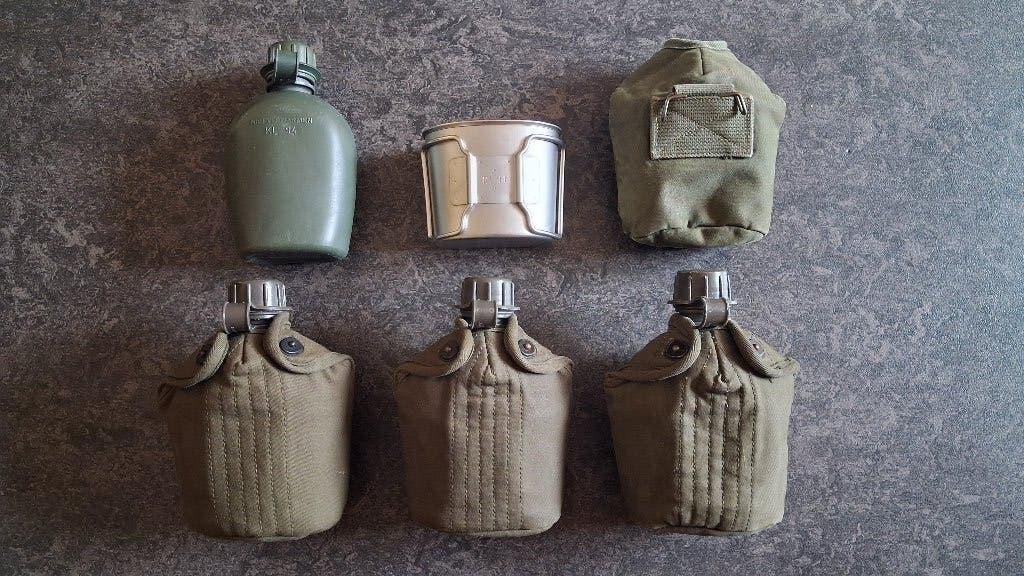 veldfles, U.S. stijl/Ned set van 4 stuks, Verzenden, Landmacht, Nederland, Overige typen