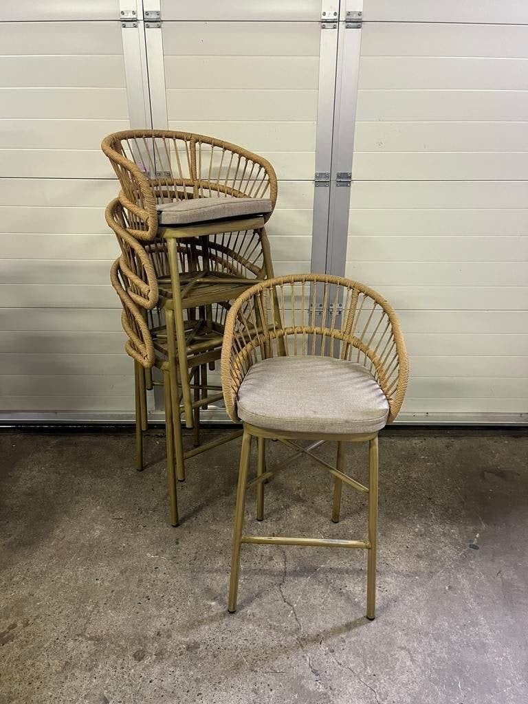 11 stuks Luxe outdoor ibiza rotan Horeca krukken naturel, Ophalen, 5 krukken of meer, 60 tot 90 cm, Zo goed als nieuw