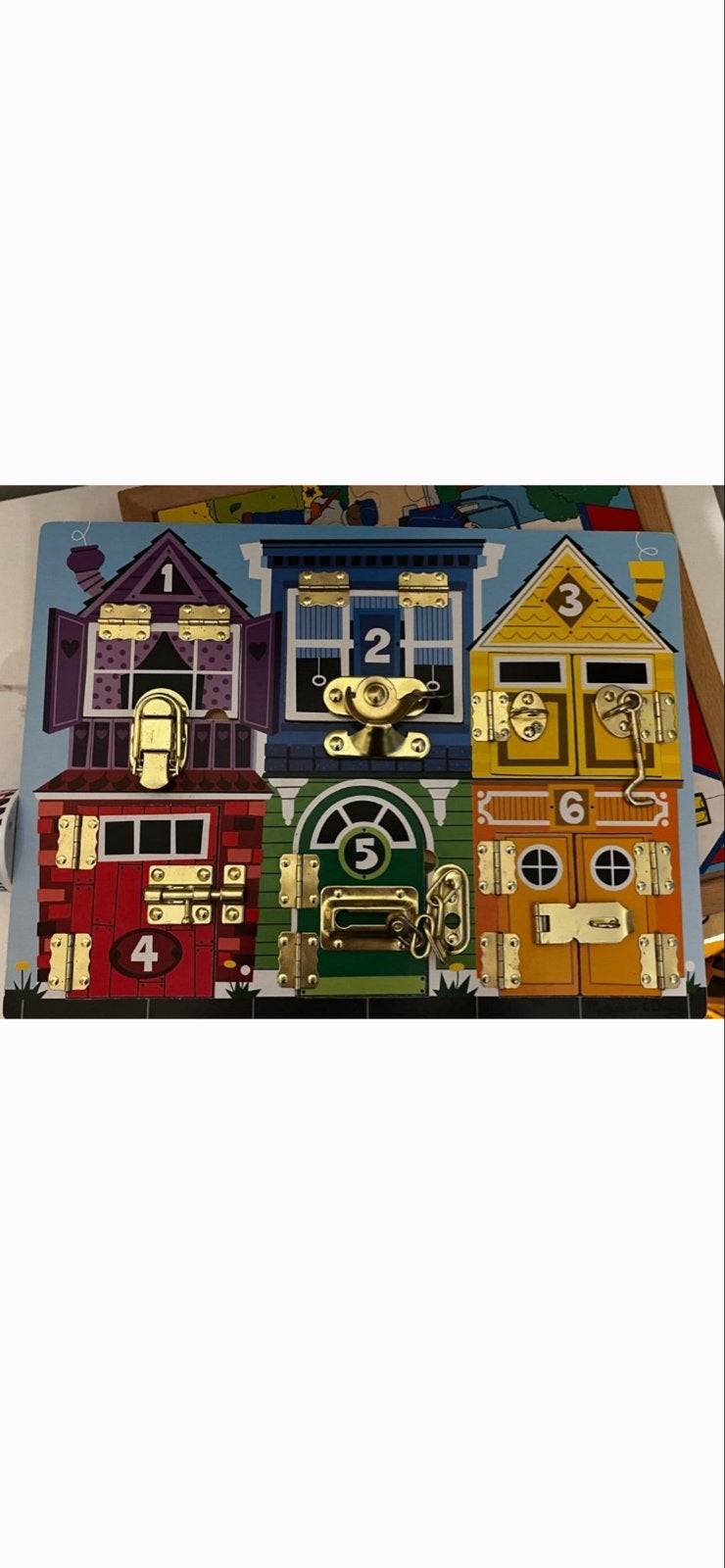 Melissa & Doug Activiteitenbord met sloten en cijfers, Ophalen of Verzenden, Gebruikt, Overige typen