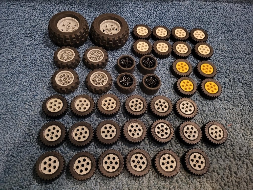 Partij A228=Lego technic wielen gemengd, Lego, Lego, Gebruikt, Lego